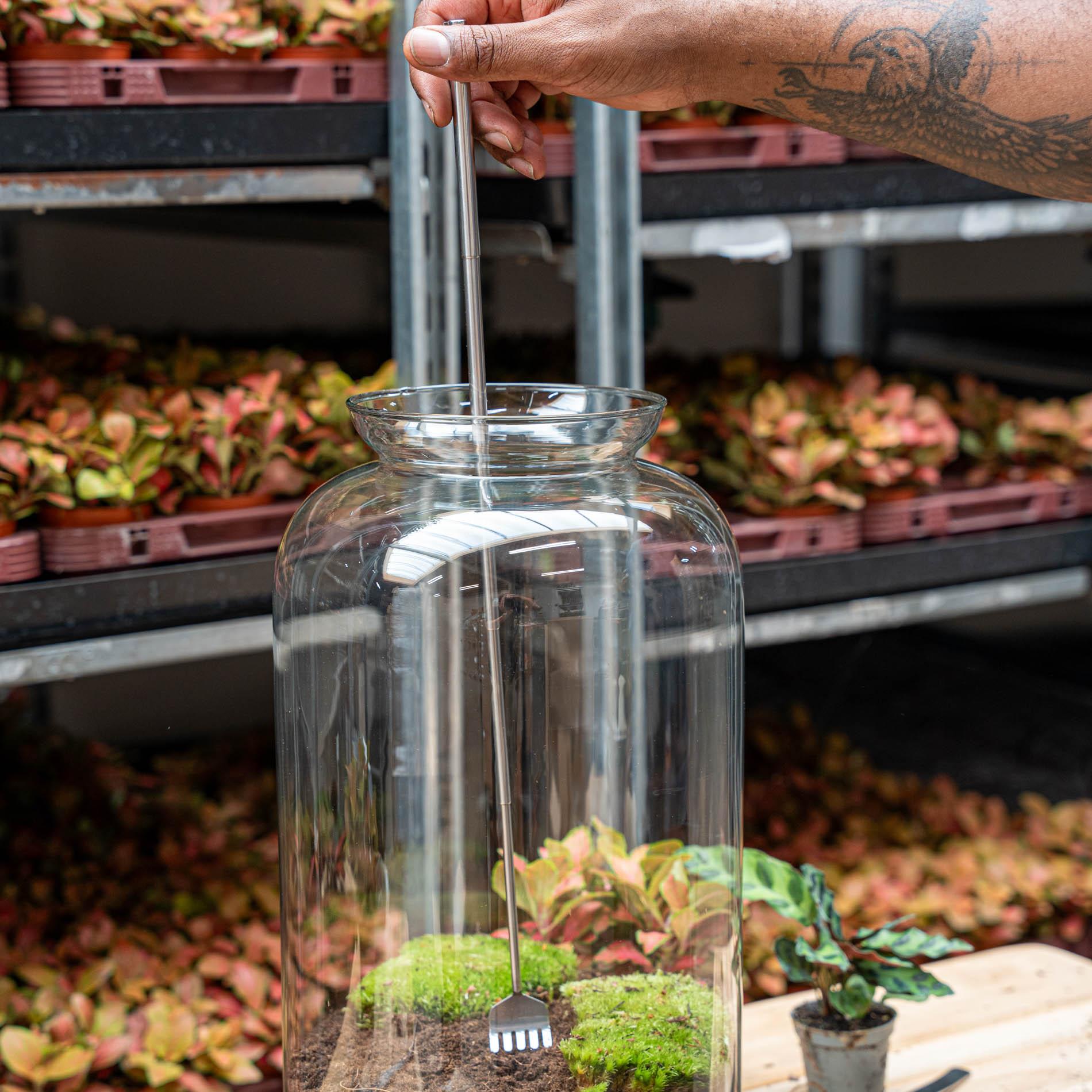 Terrarium-Werkzeug: Teleskop-Harke aus Edelstahl - 16–49 cm