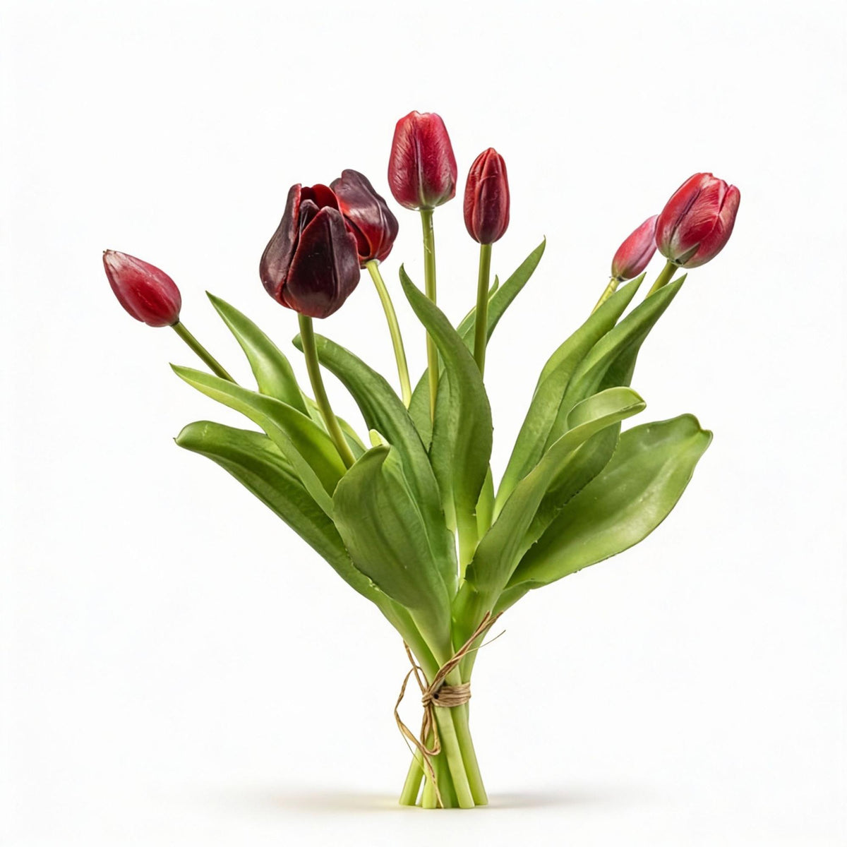 Tulpenstrauß - Dunkelrot - ‘Real Touch’ Kunsttulpen - 7 Stiele