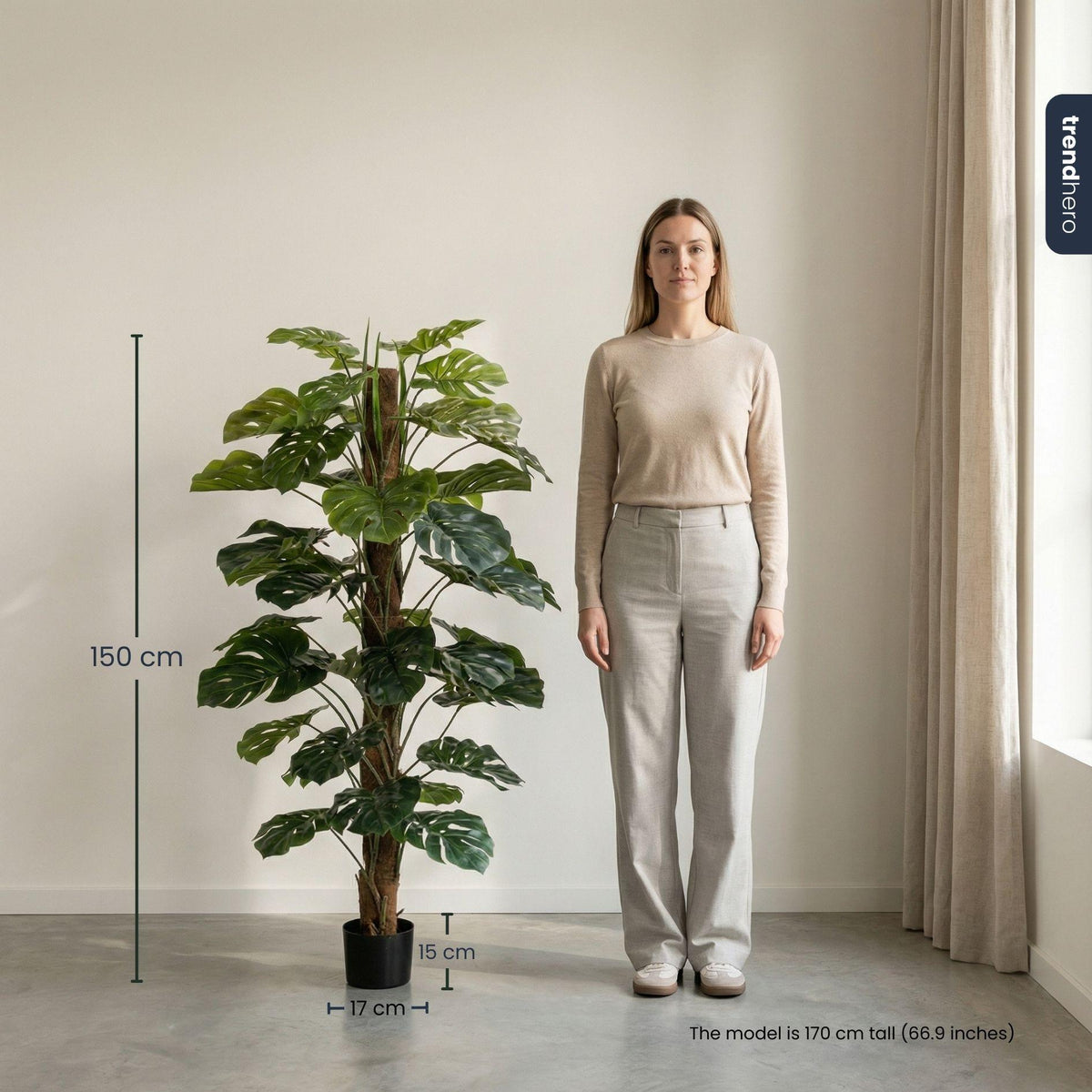 Monstera op stam 150 cm - Kunstplant - Artificial Plant